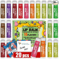 20 Pack Natural Lip Balm Bulk with Vitamin E and Coconut Oil Valentine's Best Choice - Moisturizing, Soothing, and Repairing Dry and Chapped Lips - 10 Flavors - Non-GMO