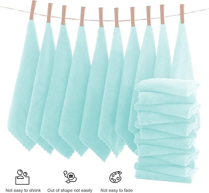 MOONQUEEN Ultra Soft Premium Washcloths Set - 12 x 12 inches - 72 Pack - Quick Drying - Highly Absorbent Coral Velvet Bathroom Wash Clothes (Frozen Blue)