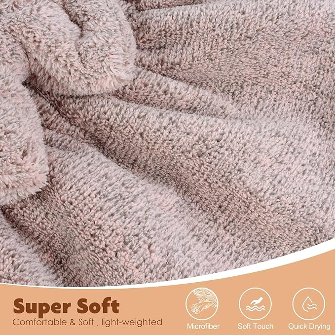 SUNLAND Large Microfiber Hair Drying Caps with Bow knot Fast Drying Shower Cap Soft and Absorbent hairWrap Hair Turban Bath Caps for Curly Thick and wet Hair 11 X 13.4 inch 2 Pack Brown