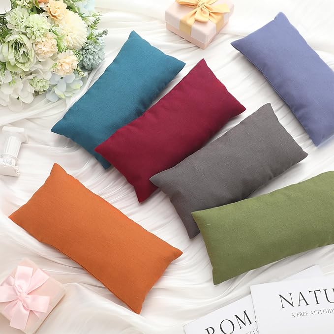 SmoothNovelty 6 Pack Washable Cotton Eye Pillow Case Removable Unscented Zippered Eye Pillow Cover 9.06 x 4.53 Inches for Yoga Relaxation Sleeping Meditation Spa Migraine Relief Massage Accessories