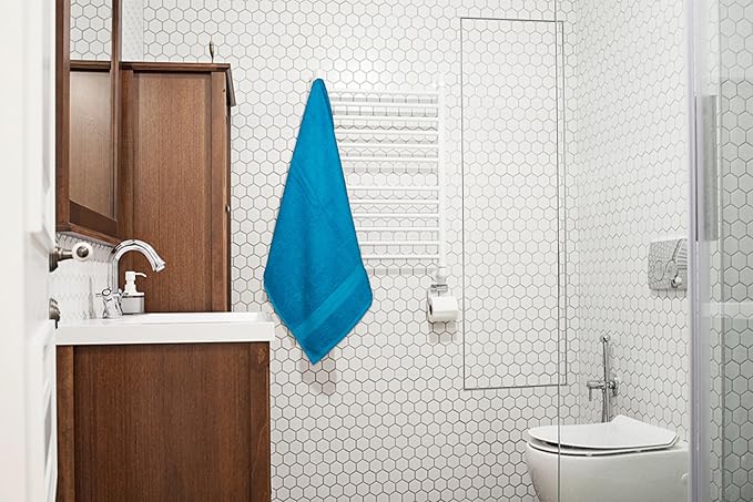 Medium Bath Towels Pack of 6 – 24x48 Inches – Soft, Quick Dry & Highly Absorbent – 100% Cotton Towels for Bathroom, Spa, Gym & Hotel – Teal Blue