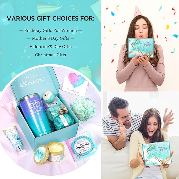 Birthday Gifts for Women, Gifts for Women, Mom, Wife, Girlfriend, Sister, Friends, Her, Relaxing Spa Gifts Basket Self Care Gifts, Christmas, Valentine's Day, Mother's Day Gifts