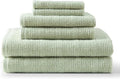 Martha Stewart - Bath Towels, Soft & Absorbent 100% Cotton Towels, Solid 500 GSM, 6-Piece Bathroom Towel Set with Textured Weave (Bedford Cottage Green)