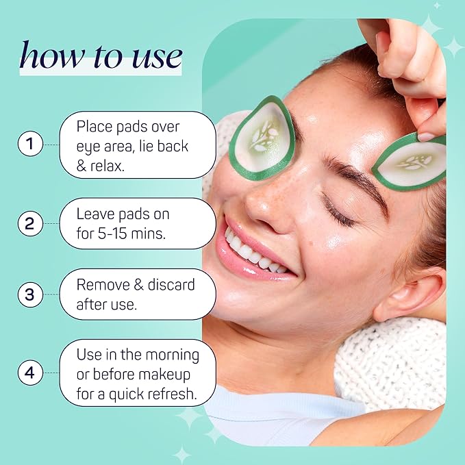 SpaLife Cooling Cucumber Eye Pads | Mothers Day Gifts & Korean Dark Circles & Puffy Eyes Treatment | Nourishing Cucumber Eye Pads | Eye Mask for Puffy Eyes Daily Depuffing Eye Patches | 4 Packs of 12
