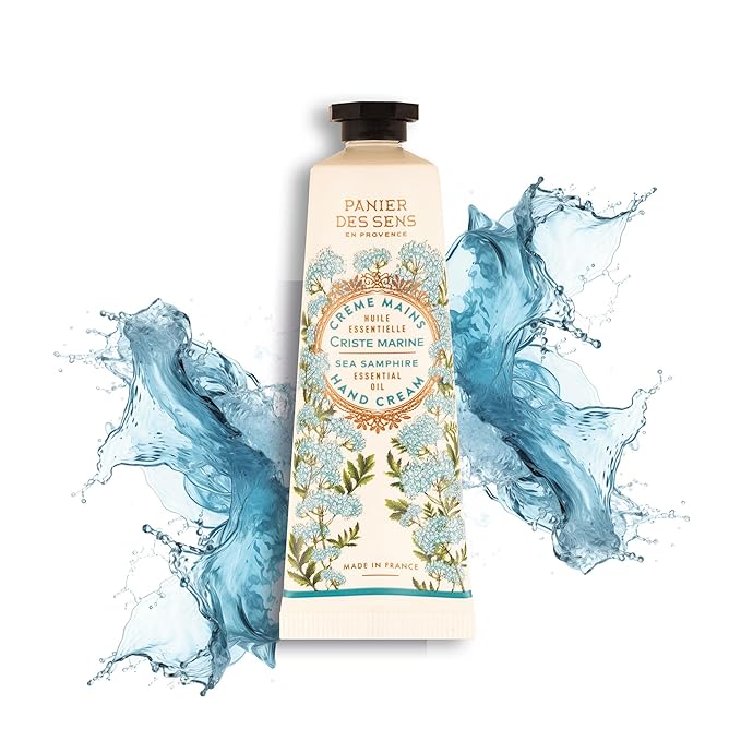 Panier des Sens - Small Hand Cream for Dry Cracked Hands – Sea Samphire Mini Hand Lotion for Dry Skin - With Shea Butter and Olive Oil - Hand Care 97% Natural Ingredients - Travel Size 1 floz