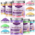 Foot Soak 6 Himalayan Foot Bath Salt Set Orange Lavender Aloe Ocean Blue Himalayan Pink Salt Rose Feet Soak kit with Epsom Salt,Soothe Joint Soreness, Tired Feet, Softens Calluses