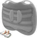 Shower Foot Scrubber Mat XL, Silicone Feet Toes Massage Cleaner -Upgraded Long Brush Pad Without Bending Non-Slip Suction Cups for Foot Bath Bathtub Exfoliate Smooth Skin 17.4x13 Grey
