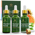 Tree of Life Face Serum Set - Vitamin C, Retinol & Hyaluronic Acid for Brightening, Firming & Hydrating - Anti Aging Skin Care Set - Dermatologist Tested - 1 Fl Oz (Pack of 3) - Mothers Day Gifts