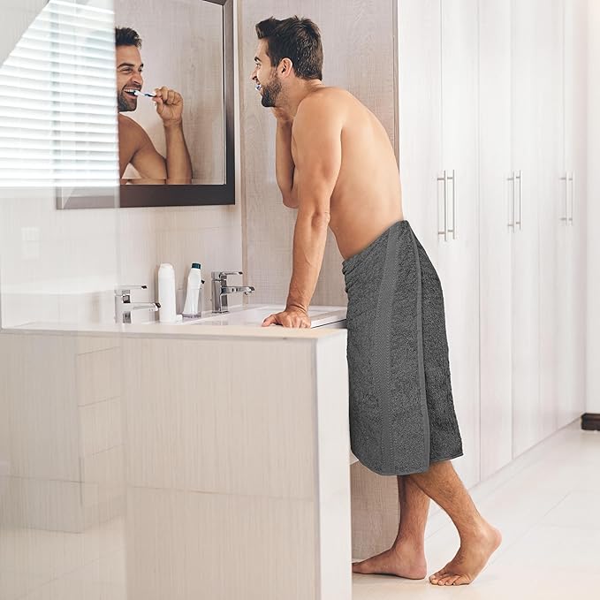 Commercial Bulk Pack of 12 Small Bath Towels – 100% Cotton Terry 24" x 46" – Ideal for Hotels, Salons, Gyms, Spas & Institutional Use – Charcoal Grey