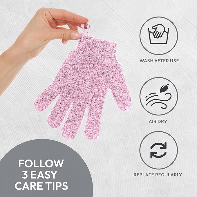 4 Pairs Exfoliating Gloves, 100% Nylon, Dual Texture Body Scrub for Spa, Massage & Dead Skin Removal, Multi-Color Shower Bath Accessories (Sage Mist/Soft Orchid)