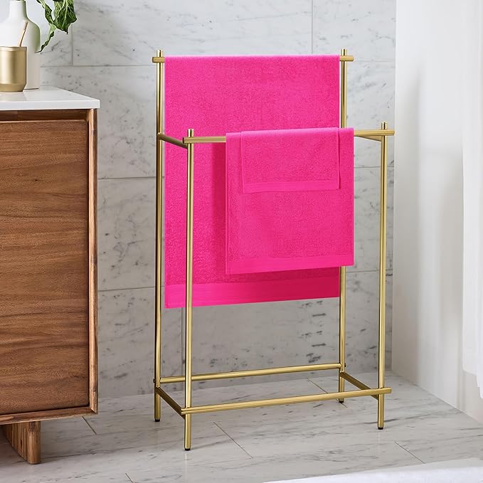 Ultra Soft 3 Pack Cotton Towel Set, Contains a Bath Towels 28x55 inch, a Hand Towels 16x24 inch & a Wash Coths 12x12 inch, Ideal Everyday use, Compact & Lightweight - Hot Pink