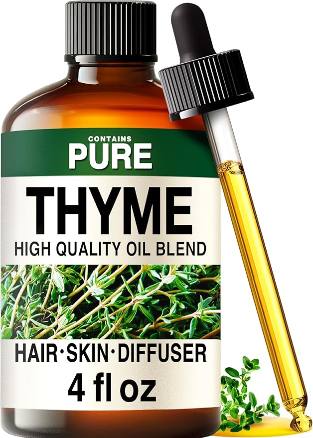 100% Pure Thyme Oil - 4 Fl Oz Thyme Essential Oil for Hair, Skin, Diffuser, Aromatherapy & DIY Soap Making Scent