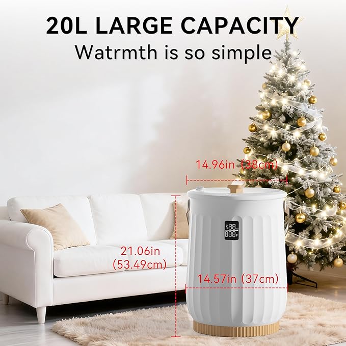 Large Towel Warmer for Bathroom, Luxury Heated Towel Warmer Bucket for SPA, Auto Shut Off, Fits Up to Two 40"X70" Oversized Towels, Bathrobes, Blankets, PJ's and More, Best Ideal Gifts - White, 20L