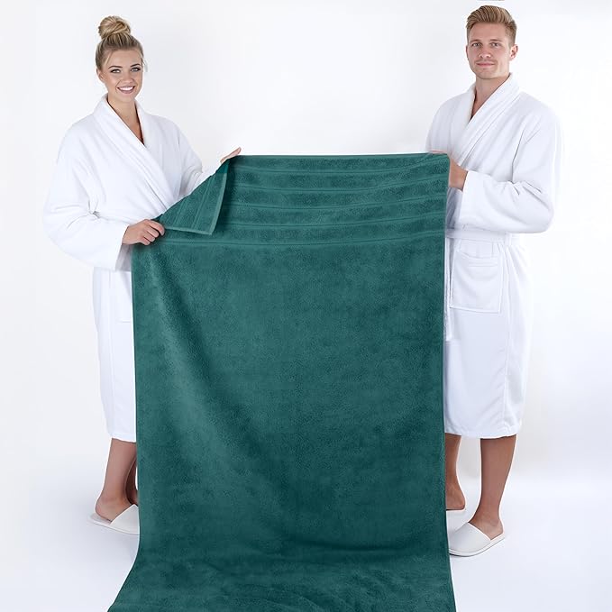American Soft Linen 35x70 Jumbo Large Bath Towel, 600 GSM 100% Cotton Turkish Bath Sheet, Oversized Luxury Bath Towel for Bathroom Beach and Pool, Teal