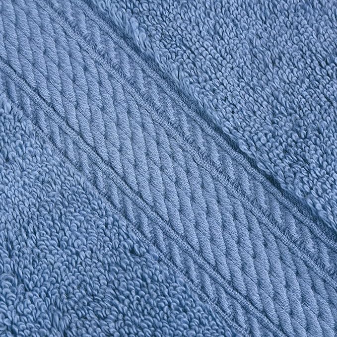 SUPERIOR Egyptian Cotton Pile 8 Piece Towel Set, Includes 2 Bath, 2 Hand, 4 Face Towels/Washcloths, Ultra Soft Luxury Towels, Thick Plush Essentials, Guest Bath, Spa, Hotel Bathroom, Denim Blue