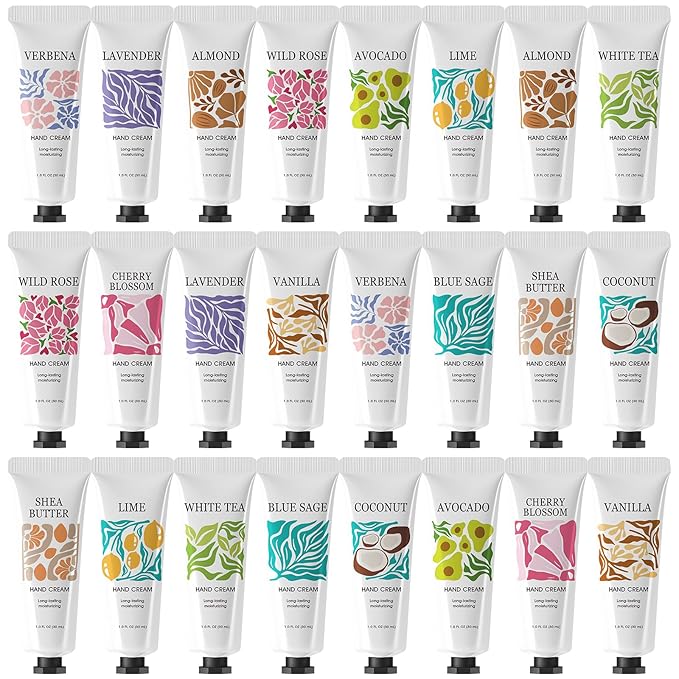 BODY & EARTH # LOVE 24 Pack Hand Cream for Women, Mothers Day Gifts for Mom, Hand Lotion Travel Size Hand Cream Bulk Gifts for Women, Bridesmaid Gifts Party Favors, Teacher Nurs Gifts