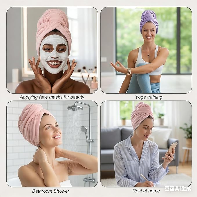 3 Pack Ultra Absorbent Microfiber Hair Towel for Long Hair - Quick Drying Turban Twist Hair Wrap for Women, Anti-Frizz Hair Drying Turban for After Shower, Soft Curly Hair Towel Wrap