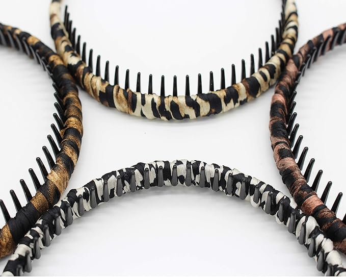 JOBAND Leopard Print hairbands,hair Headbands for women,Fashion Hair Accessories,Non-slip Resin comb teeth hair hoop ((Pack of 4))