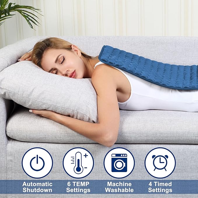 Electric Heating pad for Back Neck Shoulder Knee Arms Legs- Electric Heat Pads with 6 Heat Settings & Auto Shut Off &Dry/Moist Heat Heating Pad for Birthday Mother Father Girl Men Women
