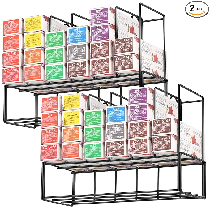 Meudid Hair Color Organizer for Salon Storage Rack - 2 PCS Wall Mounted Hair Color Racks for Salon Cabinet Perfect Hair Color Shelves for Salon Stations for Hair Stylists