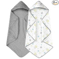 Yoofoss Hooded Baby Towels for Newborn 2 Pack 100% Muslin Organic Cotton Baby Bath Towel with Hood for Babies, Infant, Toddler and Kids, 32x32Inch, Soft and Absorbent Newborn Essential,Grey Flower