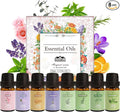 8 Pcs 100% Pure Floral Essential Oils Set for Diffuser, Home Care, Candle, Soap, Clean, Perfume, Laundry - Peppermint, Lavender, Rose, Clove - Organic Aromatherapy for Women and Mom Gift 10ml Each