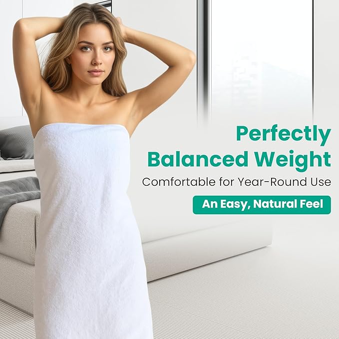 Bath Towels 4 Pack, Large 30 x 60 Inches, 100% Cotton Towels, Soft, Absorbent, Comfortable for Home, Spa, and Gym, (White)