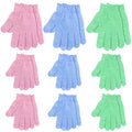6 Pairs Exfoliating Gloves for Shower, Body Scrubber Mitts in Blue, Pink, Green, Korean Exfoliating Mitt for Smooth Skin