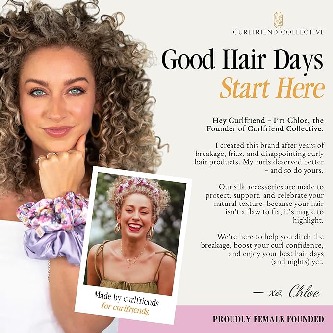 Curlfriend Collective Cotton Cloud T-Shirt Hair Towel Duo – Lilac Locks Hair Towel Wrap for Women, XL + Mini Hair Drying Towels for Curly Hair, No-Slip Plopping Towel, Ultra Absorbent Cotton