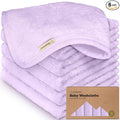 6-Pack Baby Washcloths – Soft Absorbent Viscose from Bamboo Washcloths for Face, Body, Baby Towels for Newborn, Kids, Toddlers, Infant,Gentle on Sensitive Skin,10x10 Reusable Face Towels(Soft Lilac)