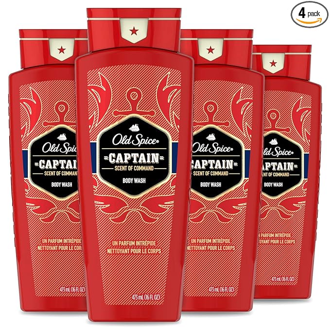 Old Spice Red Collection Captain Scent Body Wash for Men, (Pack of 4), 16 Ounce