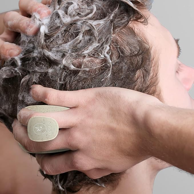 Ecoed 2 PC Scalp Massager Shampoo Brush, Scalp Scrubber & Exfoliator for Dandruff Removal, Wet & Dry Hair and Detangler for Men and Women, Suitable for Short Medium Hair (Natural)
