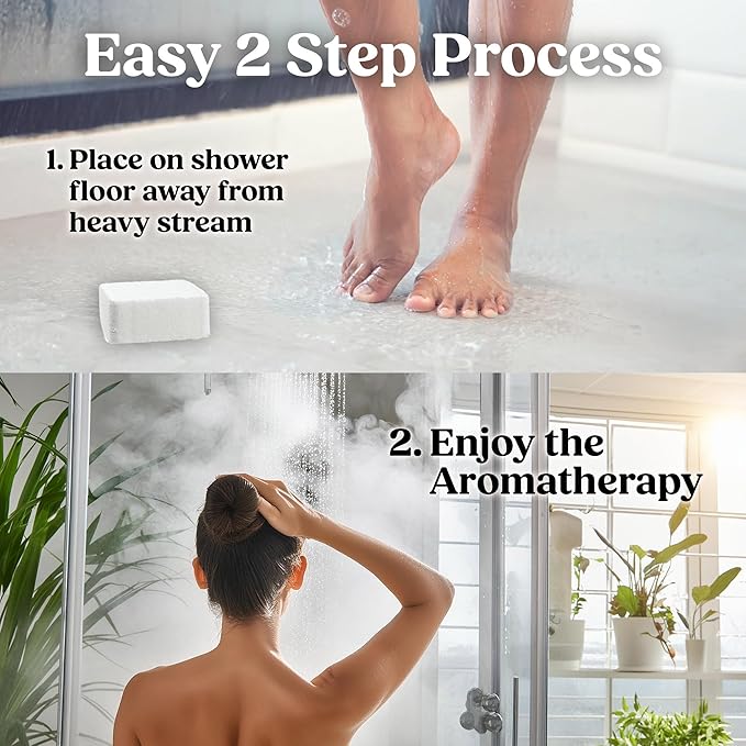 Eucalyptus Shower Steamers Aromatherapy for Women- USA Made - Shower Bombs Aromatherapy for Women, Vapor Shower Tablets, Menthol Shower Scent Steamers Cold and Flu, Organic Shower Steamer