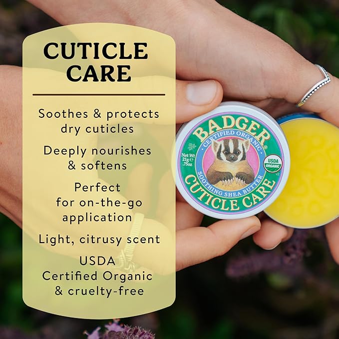 Badger Cuticle Cream, Deep Hydration for Dry, Cracked Cuticles & Hangnails, 100% Organic Cuticle Balm with Rich Shea Butter for Strong, Healthy Nails, Non-Greasy Cuticle Oil, .75oz Tin, 3-Pack