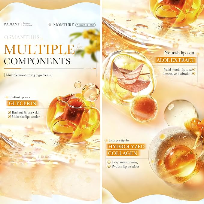 AKARY 10Pcs Osmanthus Nourish & Tender Lip Mask, Reduce Lip Wrinkles, Radiant & Tender, Reducing Chapped, Smoothing Fine Lines Lips Patches, Travel Size Toiletries, Birthday Gifts for Women,Vegan (10)