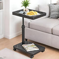 C Table End Table Adjustable Height,C Shaped End for Couch，Snack Tables,360°Swivel TV Tray Sofa Table,Tables that Slide Under,Coffee SideTable for Bed,Chair,Bath-tub (Black Color)