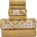 Modern Threads Amaris 6-Piece Reversible Yarn Dyed Jacquard Towel Set - Bath Towels, Hand Towels, & Washcloths - Super Absorbent & Quick Dry - 100% Combed Cotton, Gold