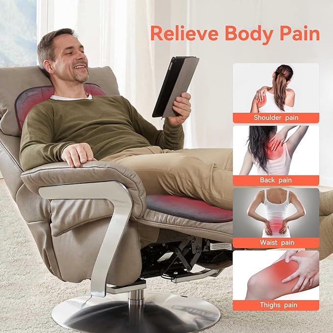 CuPiLo Massager Pad with Heat, Gifts for Women Men, Massage Mat Back Pain Relief, Back Massager with Heat for Lumbar, Leg, Long 53"