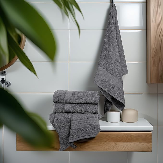 Commercial Bulk Pack of 12 Small Bath Towels – 100% Cotton Terry 24" x 46" – Ideal for Hotels, Salons, Gyms, Spas & Institutional Use – Charcoal Grey
