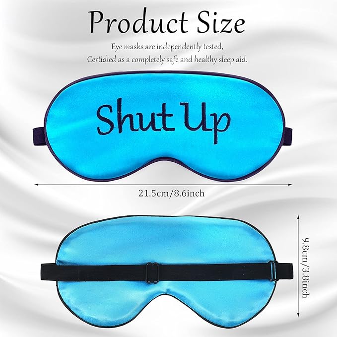 8 Pieces Funny Sleep Mask Silk Eye Mask with Adjustable Strap Soft Cute Blackout Blindfold Eye Cover for Women Men Full Night's Sleep, Travel, Nap, Meditation(Fresh Colors)