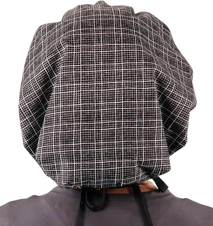 Sparkling EARTH Banded Bouffant Surgical Scrub Ponytail Working Caps and Built-in Sweatband - 100% Cotton - Made in The USA