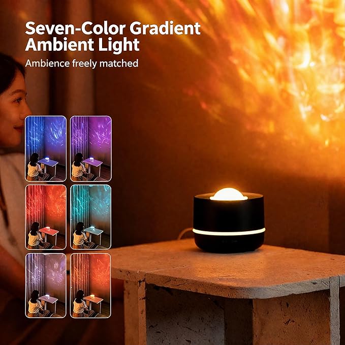3-in-1 Galaxy Projector Humidifier & Essential Oil Diffuser, 7-Color Rotating Star Night Light with Healing Water Wave Lighting, Aromatherapy for Relaxation & Sleep, for Bedroom Home Decor