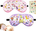 2 Pcs Sleep Mask for Kids Girls, Silk Eye Covers for Sleeping, Adjustable Strap & Light Blocking Design, Children's Bedtime Blindfold for Travel and Home Use with Gift Box (Rainbow Unicorn)