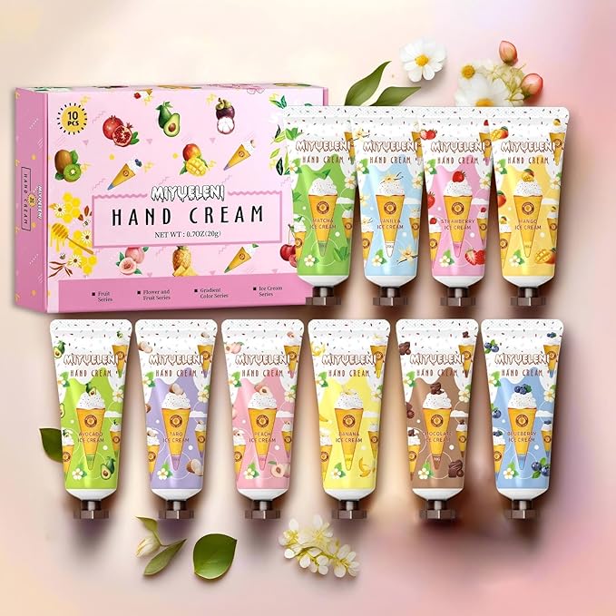 10 Pack Hand Cream Gift Set,Moisturizing Hand Lotion Travel Size,Gifts for Women,Teen girls, Easter Basket Stuffers,Mothers Day Gifts,Teacher Appreciation,Nurses Week, Small Gifts,Unisex