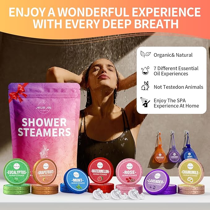 Shower Steamers Aromatherapy 21-Pack Shower Bombs Birthday Day Gifts for Him Mom Wife Her, Eucalyptus Rose Lavender Mint Essential Oil, Bath Bombs Mothers Day Birthday Gifts for Women,Mom Teens