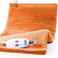 Massaging Weighted Heating Pad - Electric Heating Pad for Back Pain Relief with Massager, 3 Heat, 6 Massage, Auto Off, Extra Large Vibrating Heat Pad for Shoulder Neck (Pumpkin Yellow, 20"×24")