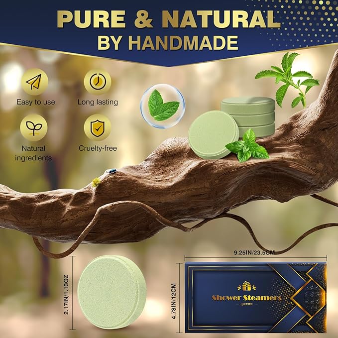 Qivatex Shower Steamers Aromatherapy, Gifts for Men Teen Boys Him, Dad Gifts for Fathers Day, SPA Self Care Relaxation Stress Relief Natural Essential Oils Bath Bombs