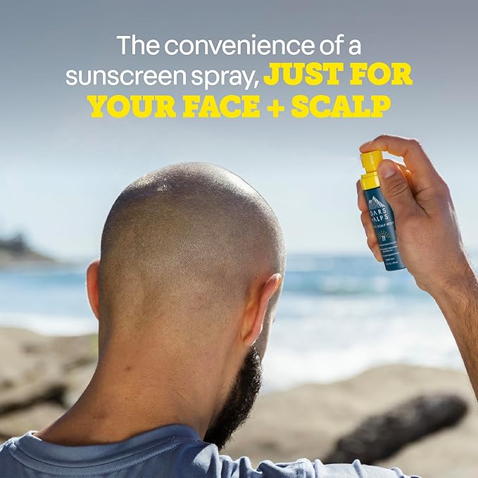 Oars + Alps Face & Scalp Sunscreen Spray Mist, SPF 35 Facial & Hair Sunscreen, Water & Sweat Resistant, Infused with Aloe Vera + Cucumber, Summer Splash Scent, 1.5oz, 2pk