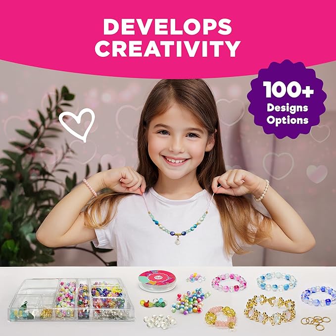 Doctor Jupiter Jewelry Making Kit for Kids Ages 6+ | Arts & Crafts for 6-8-12 Year Olds | Charm Bracelets, Necklace Making Kit, Princess Toys for Girls | Christmas Gift Ideas