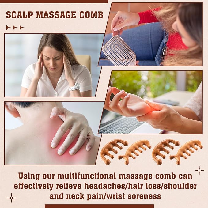 LemonRoad 12 Pack Wooden Scalp Massager Natural Sandalwood Wide Tooth Combs Wooden Scalp Massage Combs Bulk for Hair Growth Hair Care (Sea Lion&Classic)